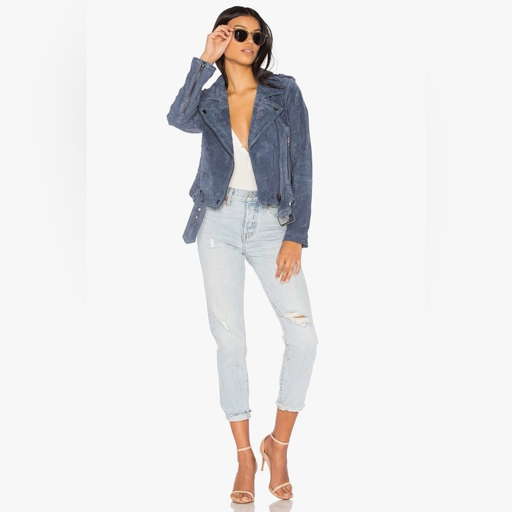 BLANK NYC Suede Moto Jacket in Slate Blue - Picture 12 of 14